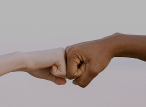 两只不同种族的手碰在一起，代表Laurastar在工作中对平等和多样性的承诺。